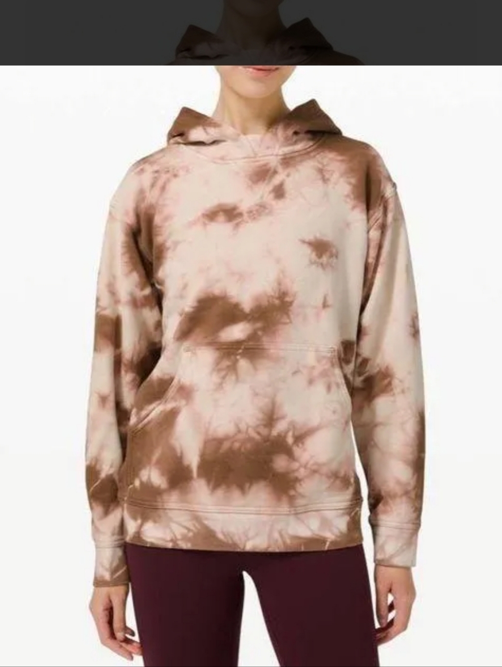 Lululemon Earth Day Collection Pink/Brown/Cream Tie-Dye 100% Cotton Hoodie - 8/M